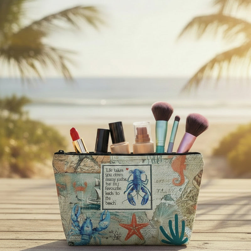 Life Takes You Down Many Paths But My Favourite Leads To The Beach Make Up Bag