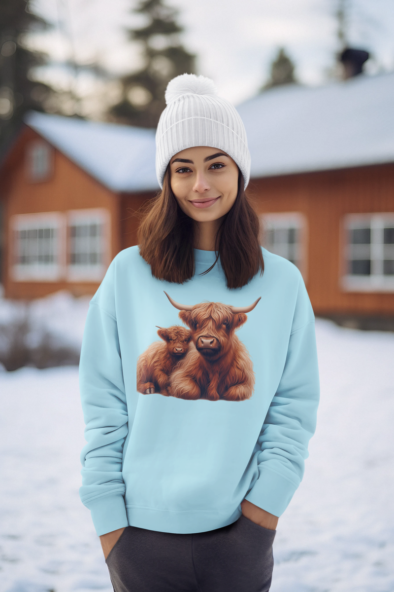 Highland Cow and Baby Organic Sweatshirt