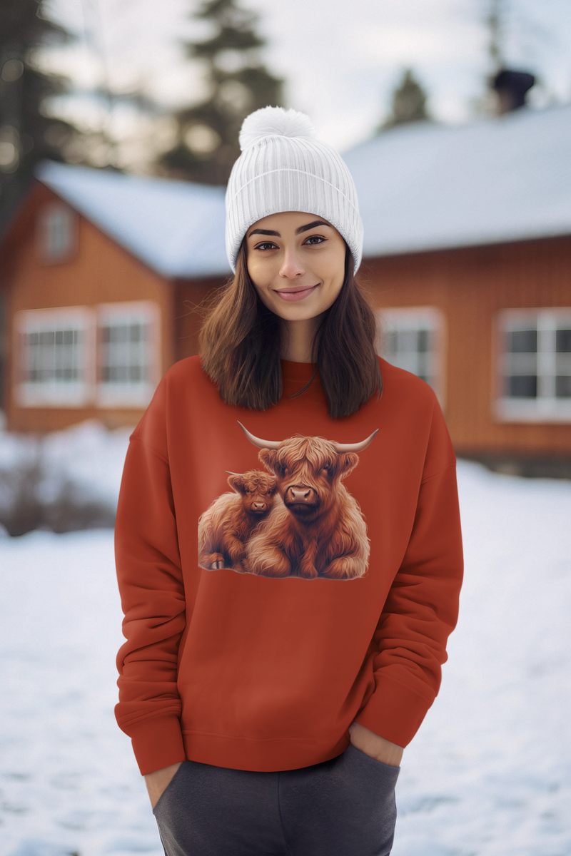 Highland Cow and Baby Organic Sweatshirt
