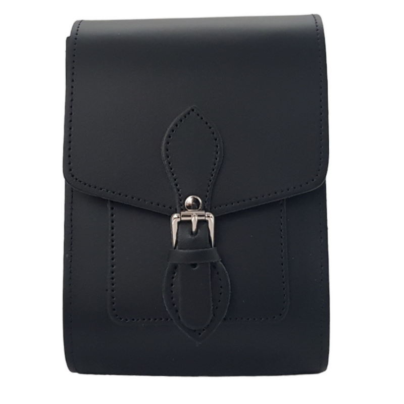 Handmade Leather Festival Phone Bag - Black