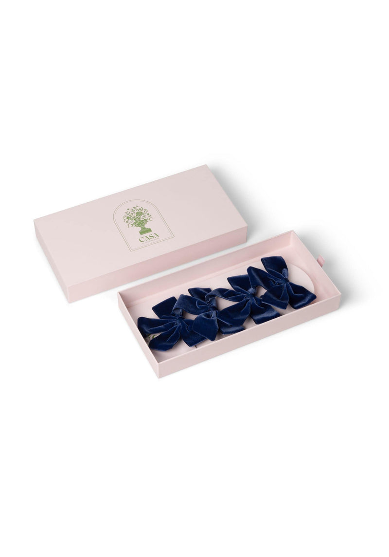 Midnight Navy Velvet Bow Collection