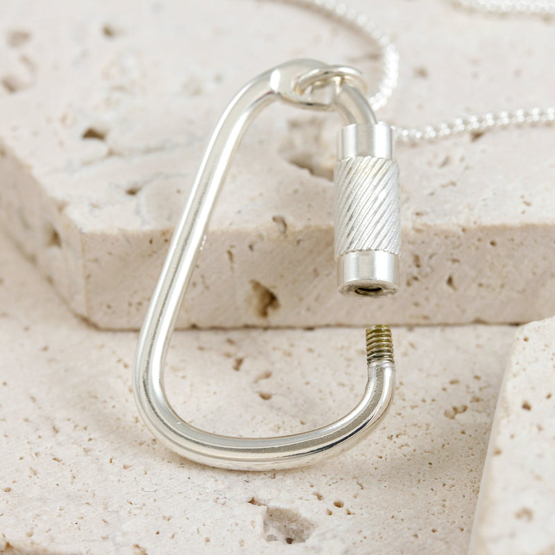 Climbing Carabiner Silver Necklace