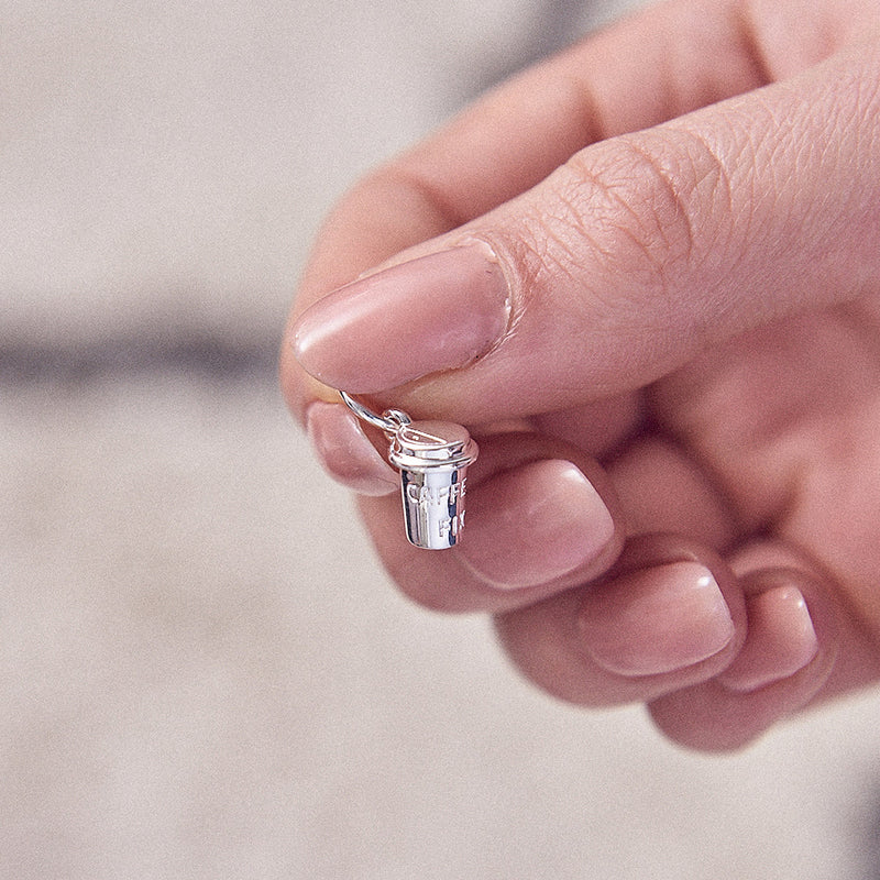 Coffee Cup Silver Charm