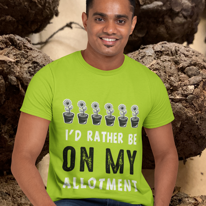 I'd rather be on my allotment, Gardening Humour T-shirt