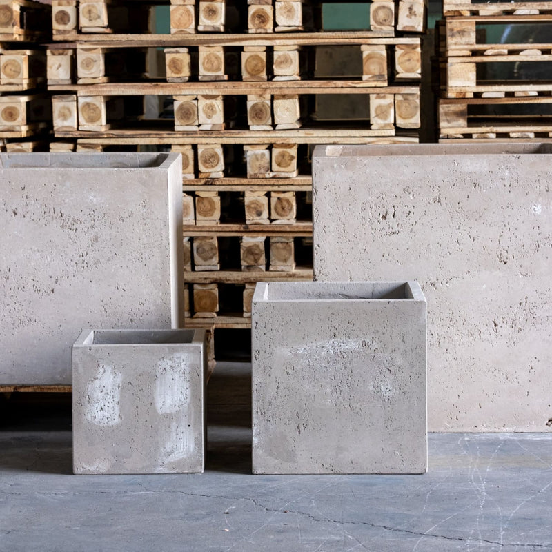 Cubrosa | Truffle – 30cm Medium Concrete Square Planter – 14L Cube Plant Pot