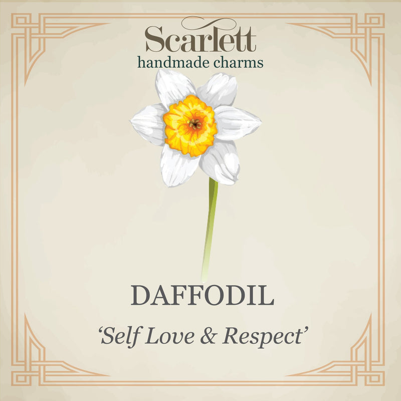 Daffodil Flower Silver & Solid Gold Charm