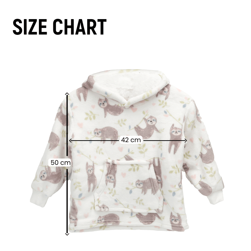OLIVIA ROCCO Daisy Dreamer Kids Hoodie Blanket Safari Sloth Wearable Sweatshirt for Cosy Home Layering