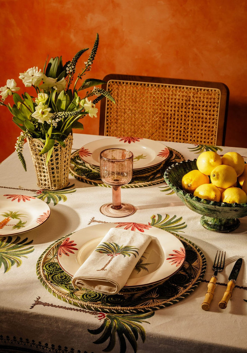 Arabella Dinner Plate, Green Palm Tree