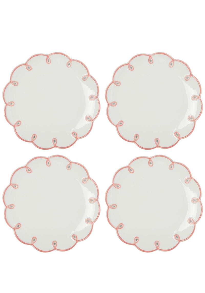 Pretty In Pink Scalloped Lunch Plate - Set of 4