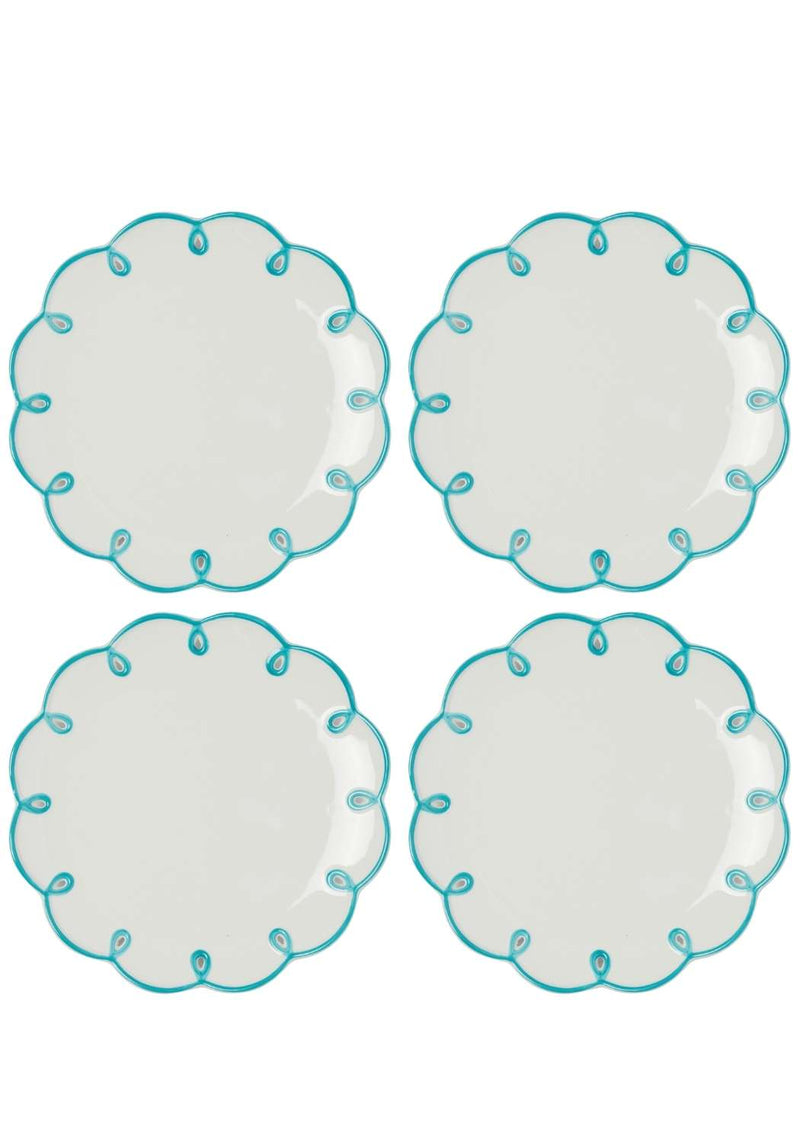 Sky Blue Scalloped Dessert Plate - Set of 4