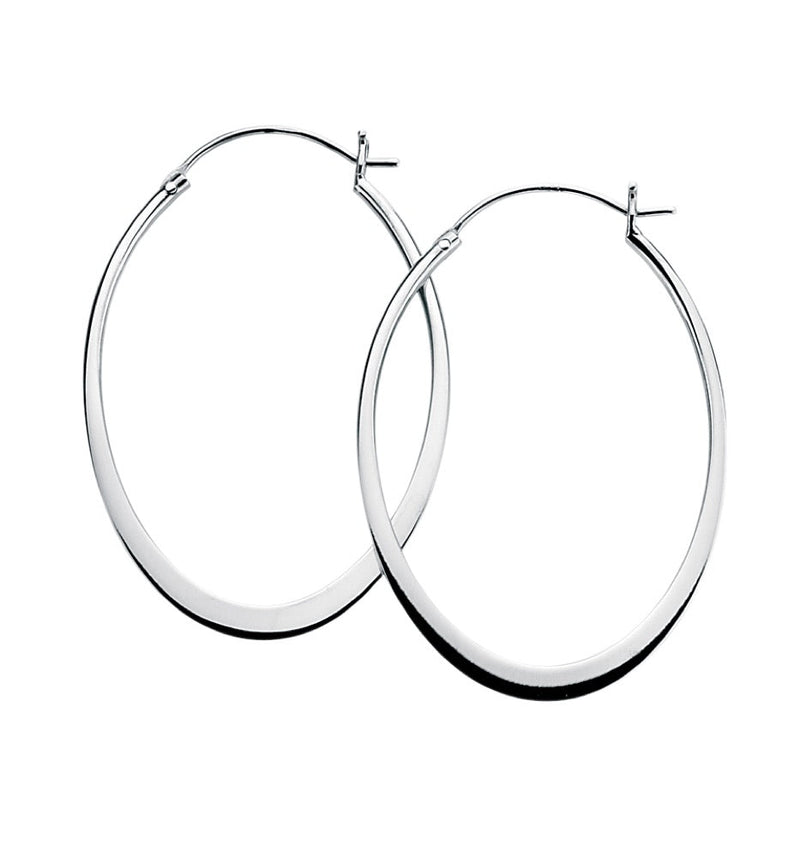 Beginnings Oval Flat Edge Hoop Earrings