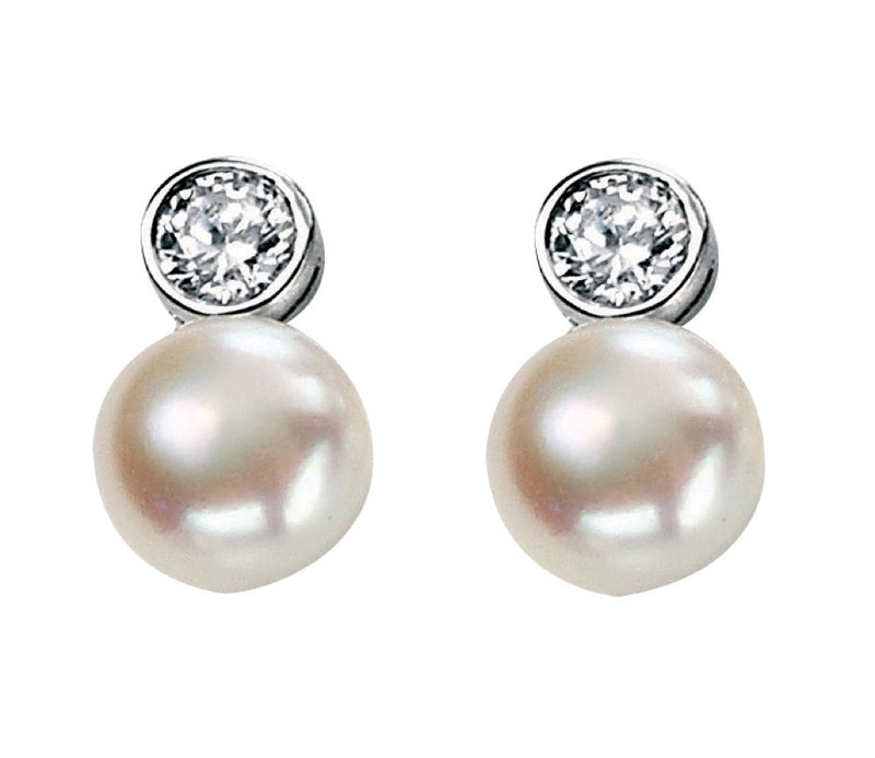 Beginnings Fresh Water Pearl and Cubic Zirconia Earrings