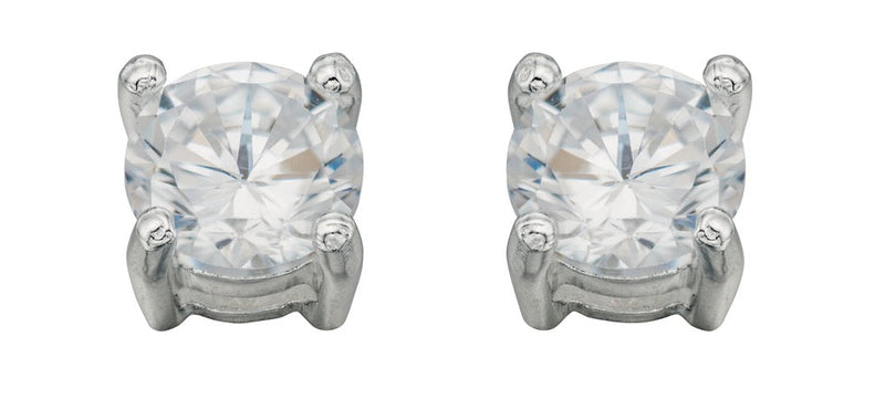 Beginnings Round Stud Earrings with Cubic Zirconia 5mm