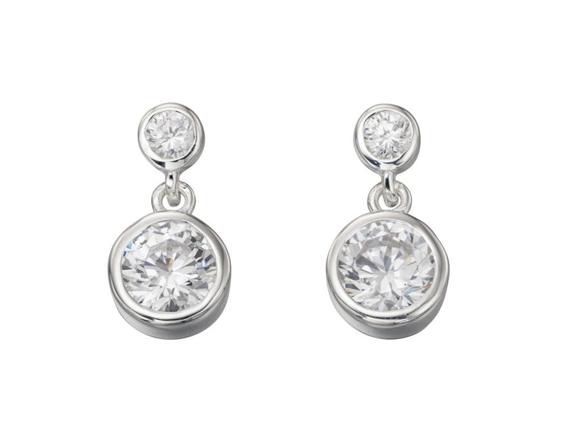 Beginnings Round Double Drop Earrings with Cubic Zirconia
