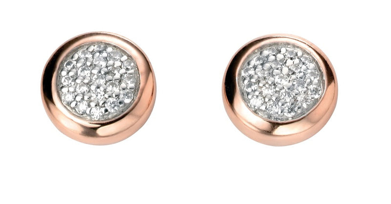 Beginnings Pave Cubic Zirconia Stud Earrings with Rose Gold Plated Surround