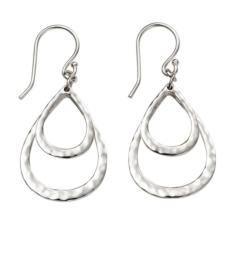 Beginnings Hammered Double Teardrop Drop Earrings