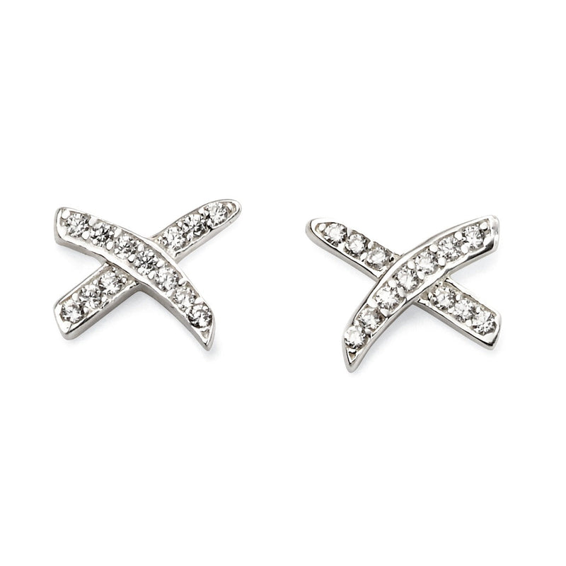 Beginnings Kiss' Shaped Cross Earrings with Cubic Zirconia