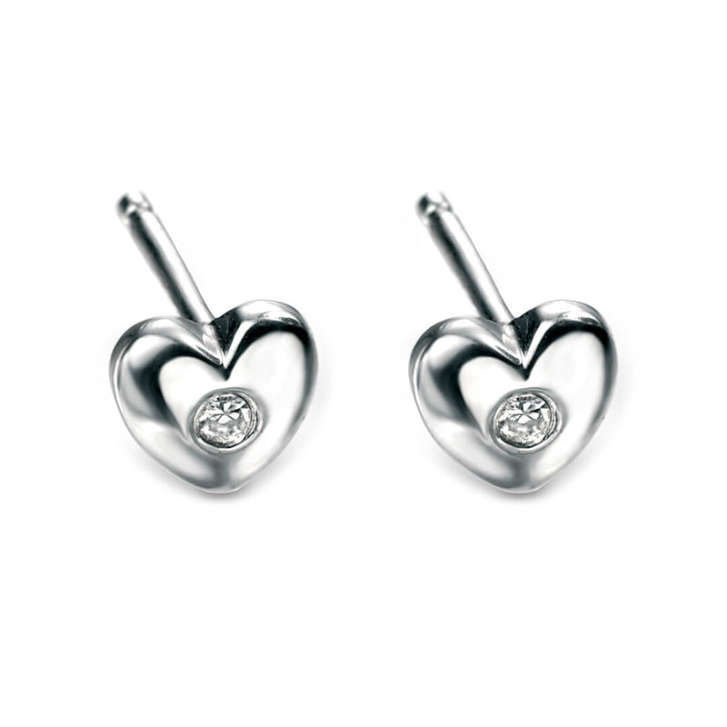 D For Diamond Heart Stud Earrings with Diamond