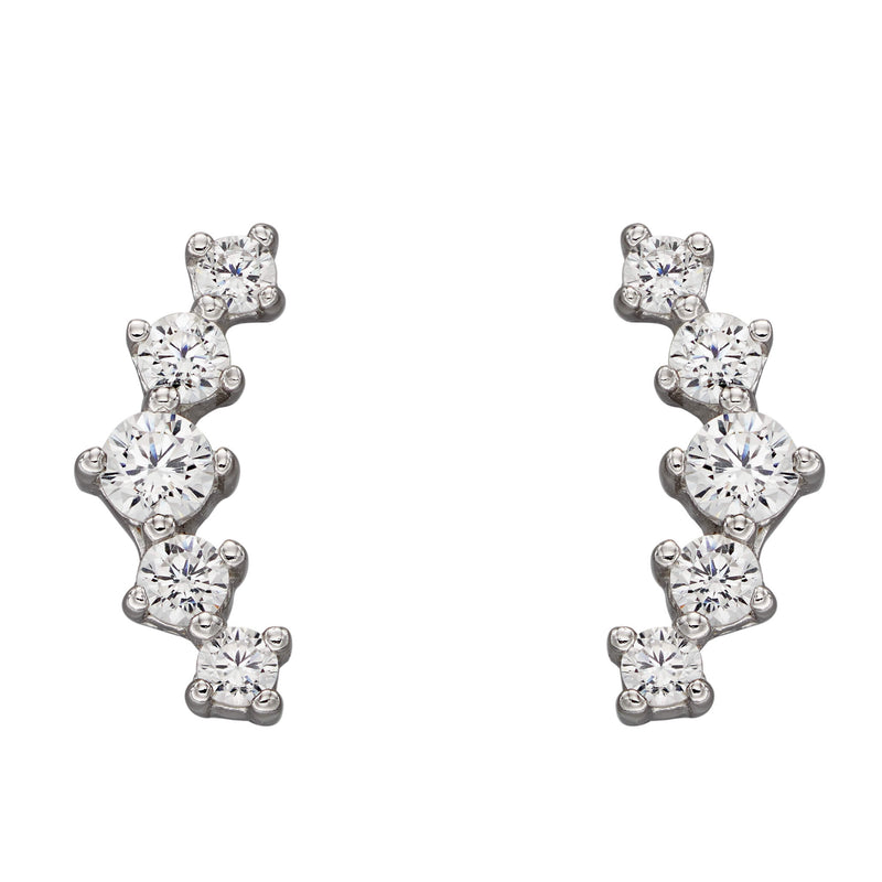 Beginnings Curved Bar Stud Earrings with Graduated Cubic Zirconia Stones