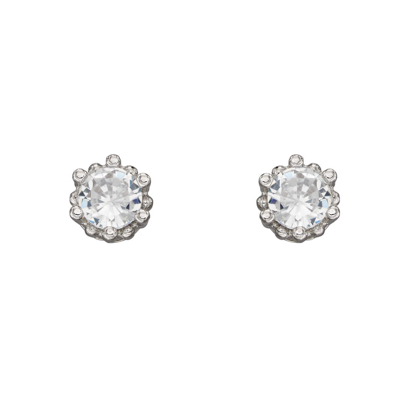 Beginnings Dotted Edge Round Stud Earrings
