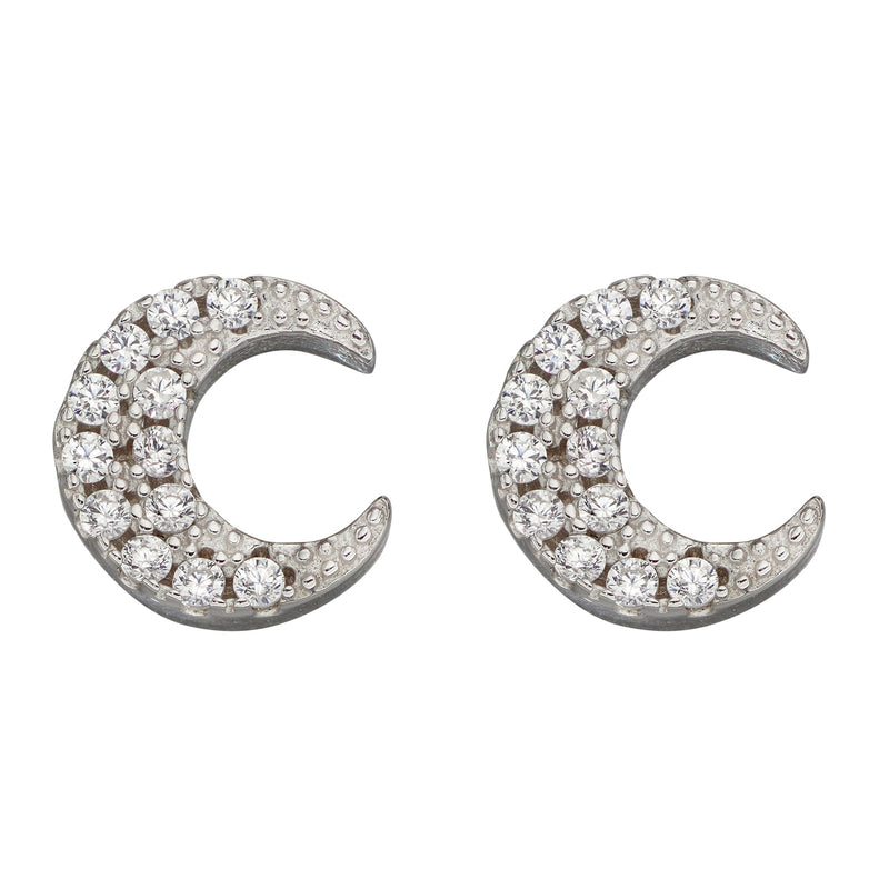 Beginnings Crescent Moon Stud Earrings with Cubic Zirconia