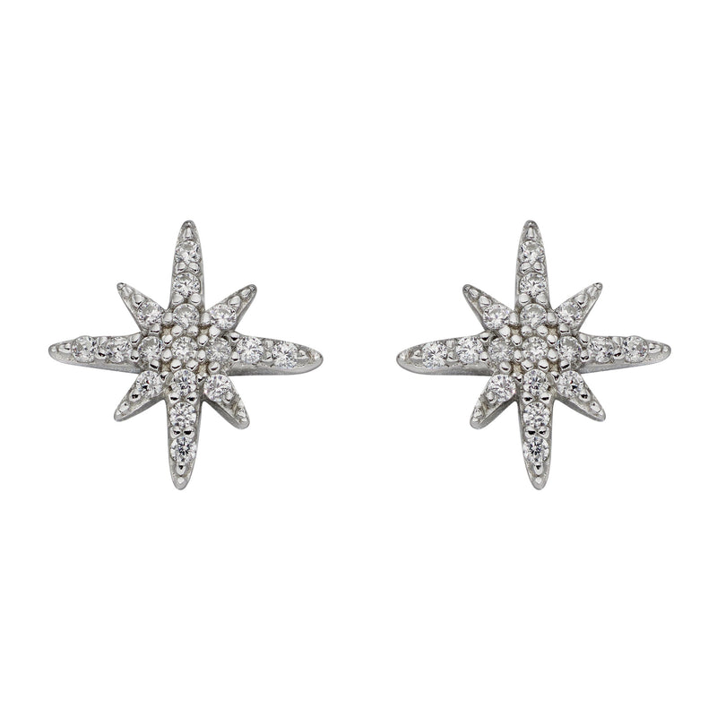 Beginnings Pave Set Cubic Zirconia Starburst Stud Earrings