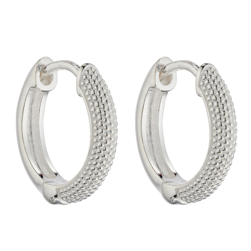 Beginnings Micro Bead Textured Hoop Earrings 13mm