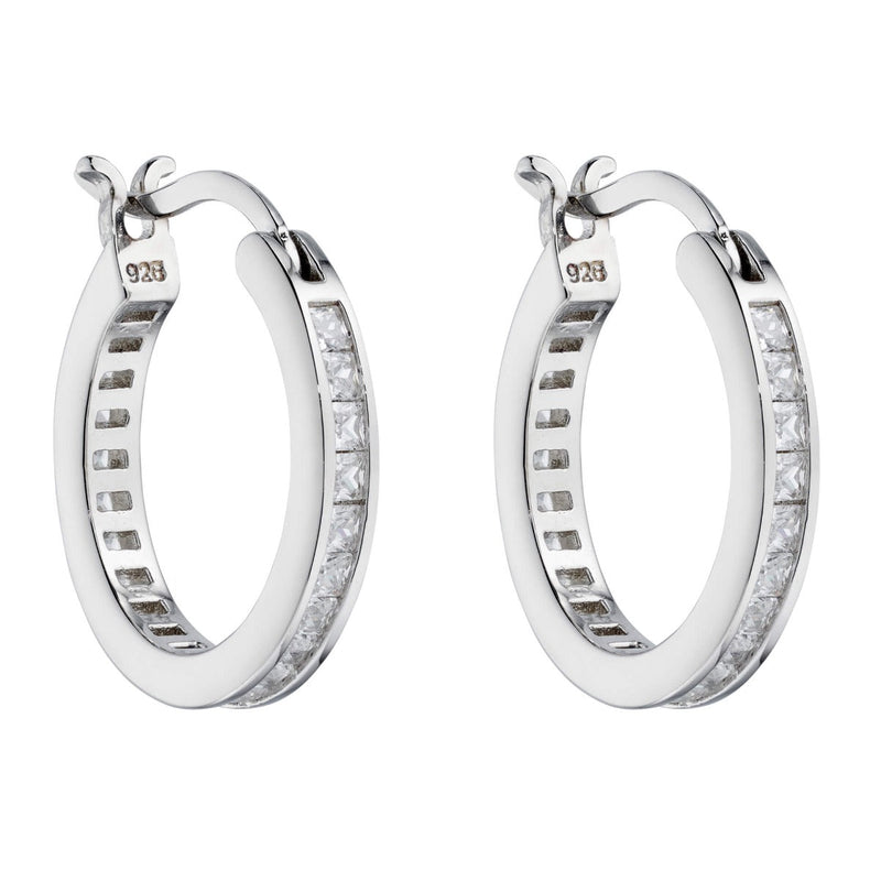 Beginnings Channel Set Hoop Earrings with Cubic Zirconia