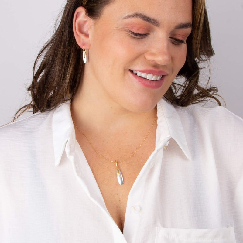 Beginnings Elongated Pebble Drop Earrings with Yellow Gold Plating