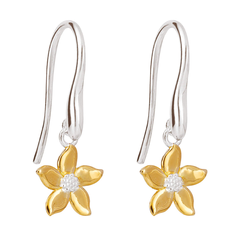 Beginnings Jasmine Flower Drop Earrings with Yellow Gold Plating