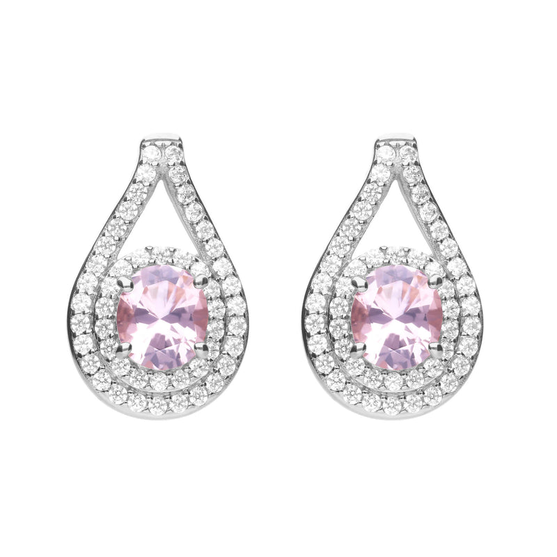 Diamonfire Teardrop Pink Zirconia Stud Earrings