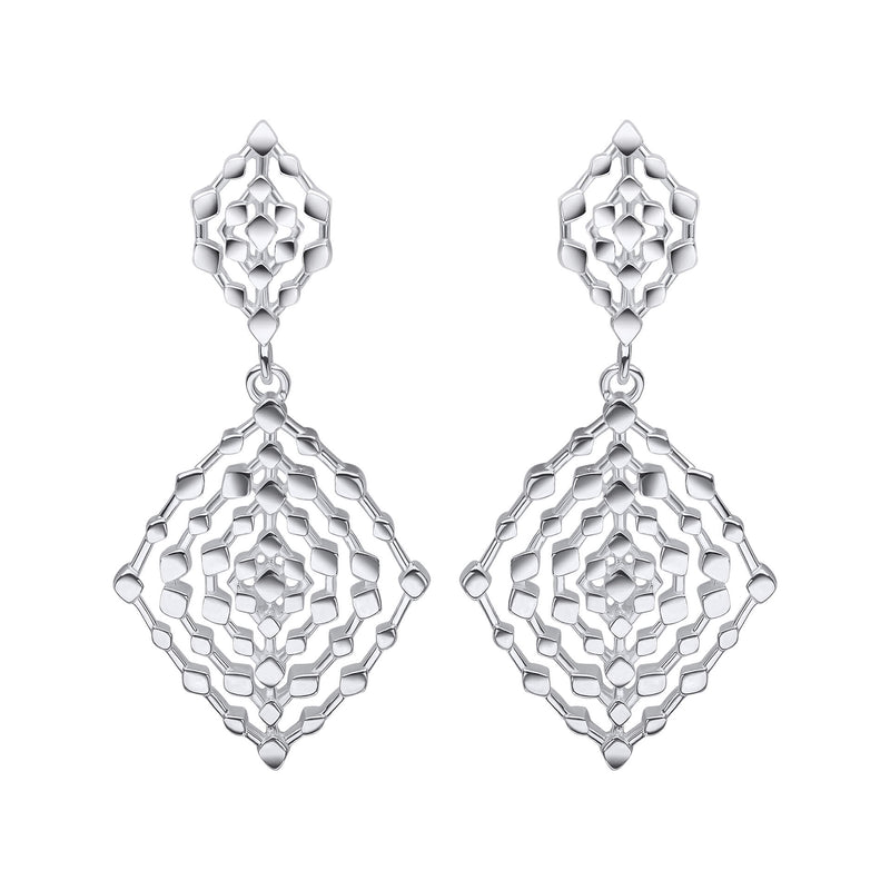 Beginnings Geometrical Lace Textured Drop Earrings