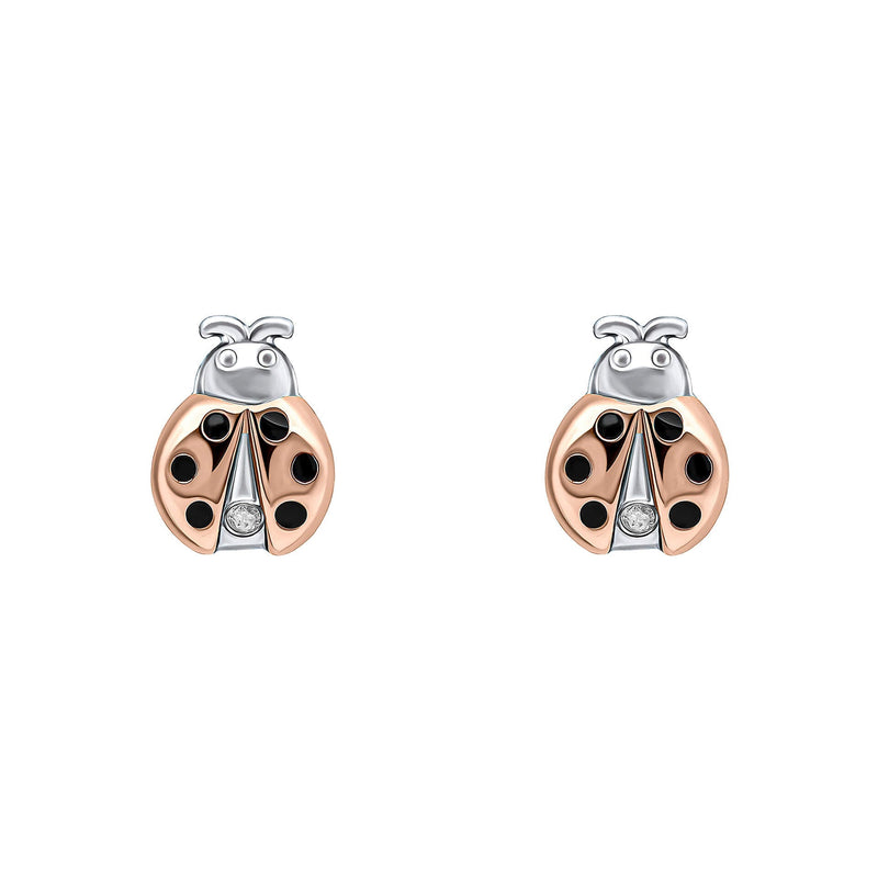 D For Diamond Ladybird Stud Earrings with Diamond