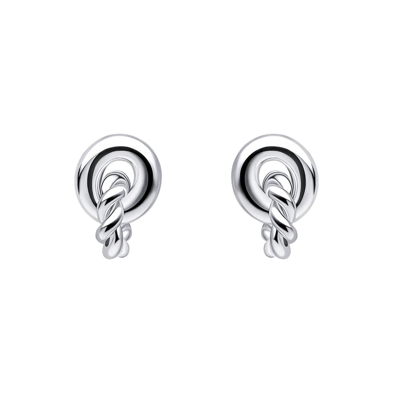 Beginnings Plain and Rope Linked Circles Stud Earrings