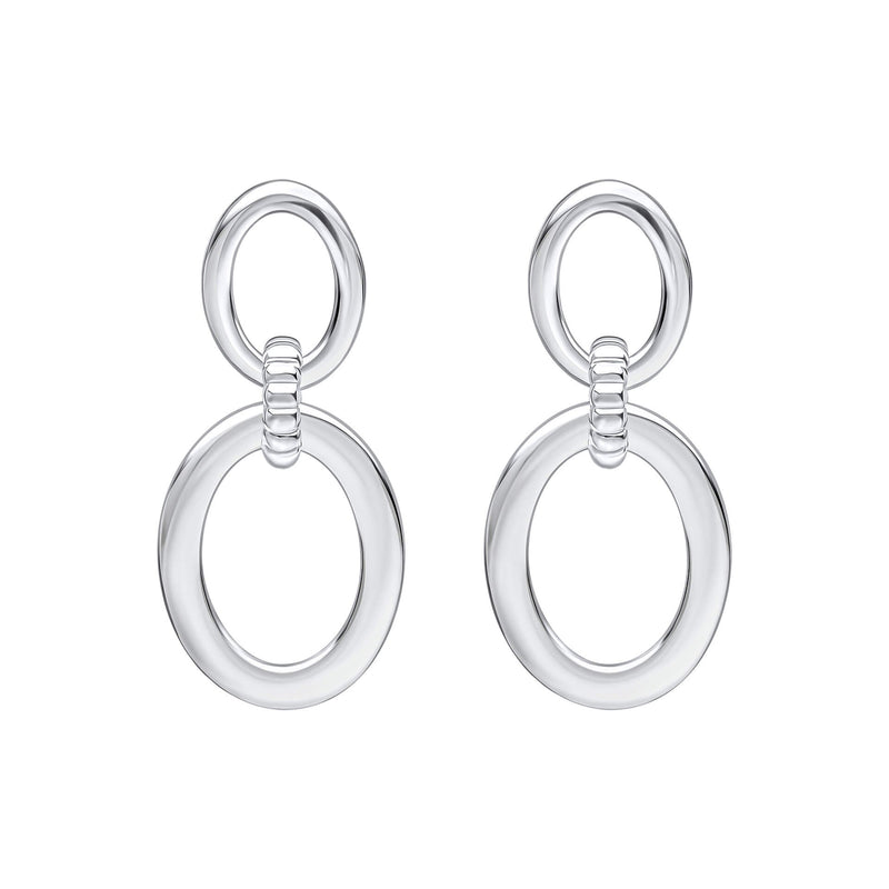 Beginnings Double Oval Drop Earrings with Textured Connection Link