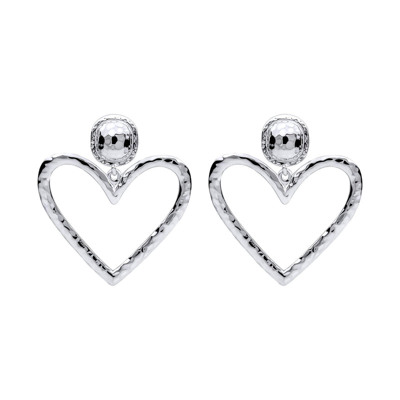 Beginnings Large Hammered Heart Drop Earrings