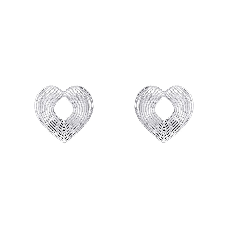 Beginnings Ridged Heart Stud Earrings