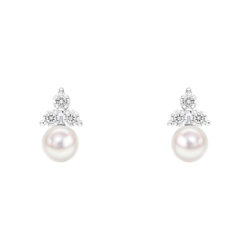 Beginnings Shell Pearl Stud Earrings with Cubic Zirconia