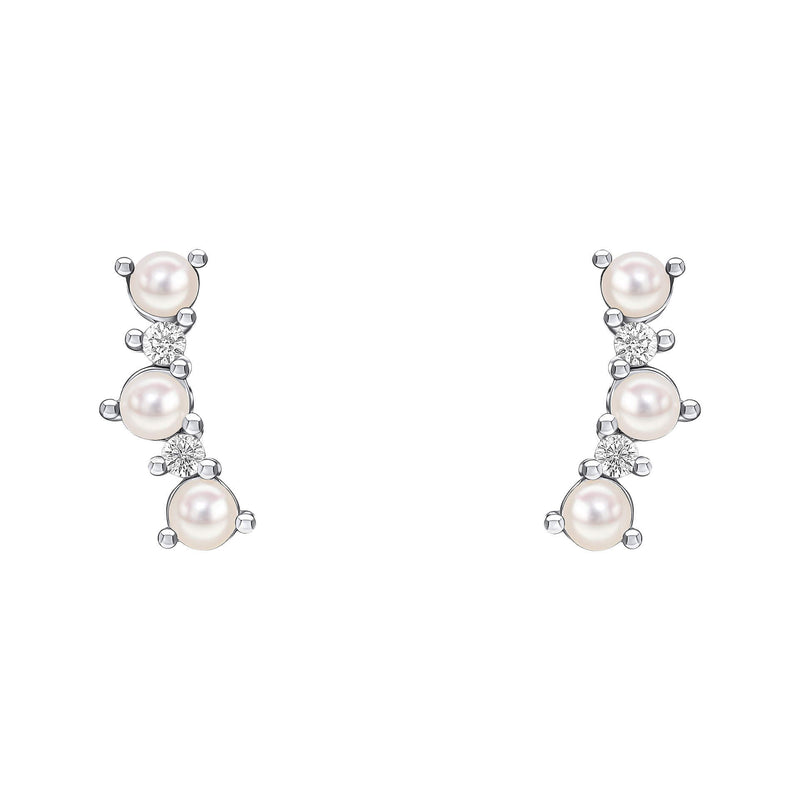 Beginnings Curved Freshwater Pearl and Cubic Zirconia Crawler Earrings
