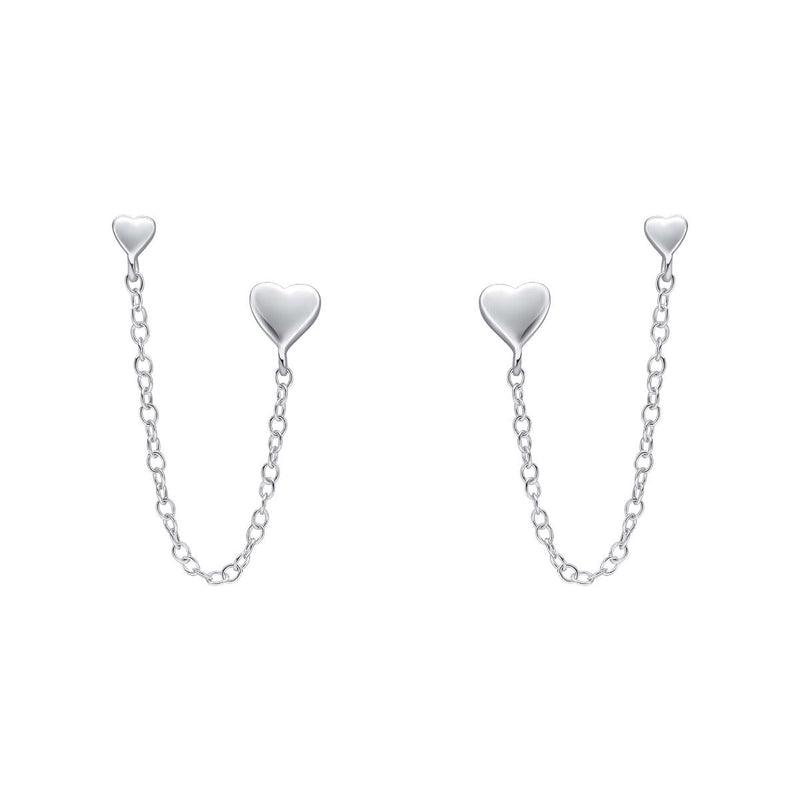 Beginnings Heart Chain Connector Double Stud Earrings