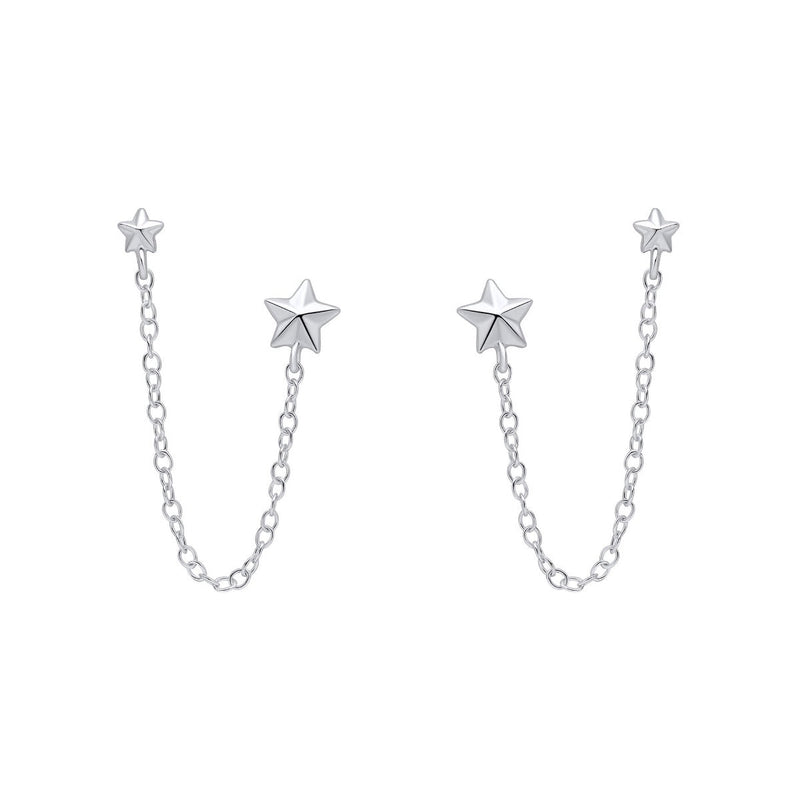Beginnings Star Chain Connector Double Stud Earrings