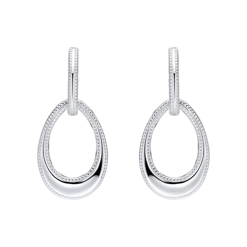 Beginnings Open Teardrop Earrings with Millegrain Edge