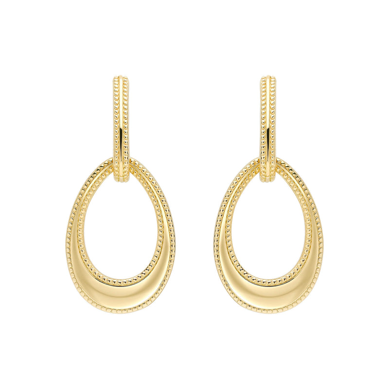 Beginnings Open Teardrop Earrings with Millegrain Edge