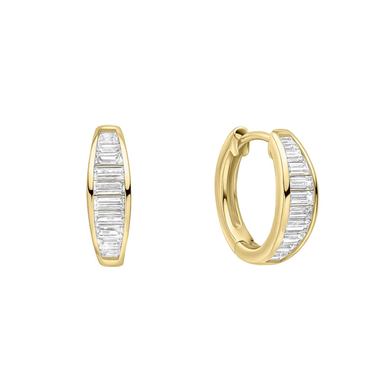 Diamonfire Channel Set Baguette Zirconia Hoop Earrings