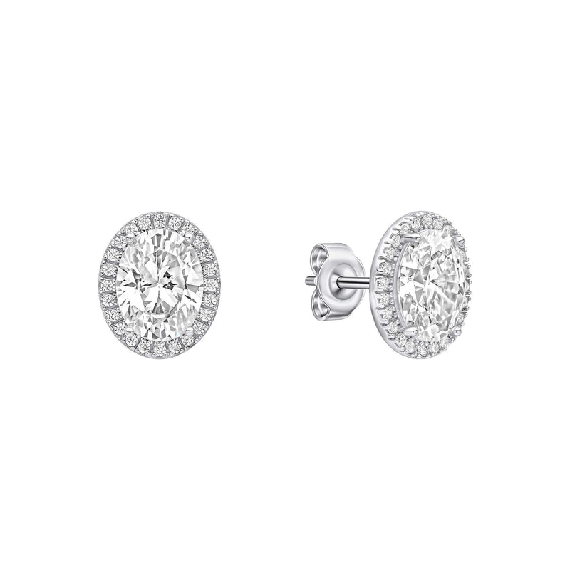 Diamonfire Oval Halo Stud Earrings
