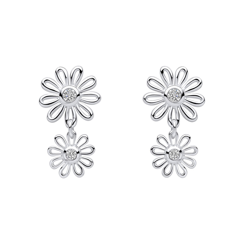 Laura Ashley Silver Thorncliff Daisy Drop Earrings