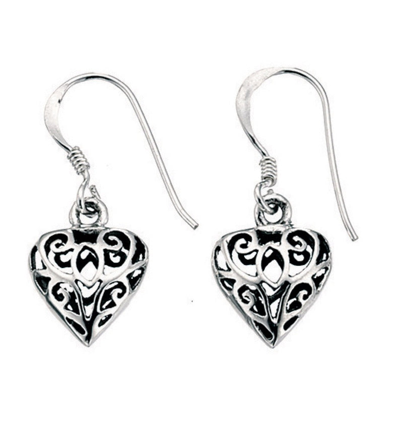 Beginnings Filigree Heart Drop Earrings