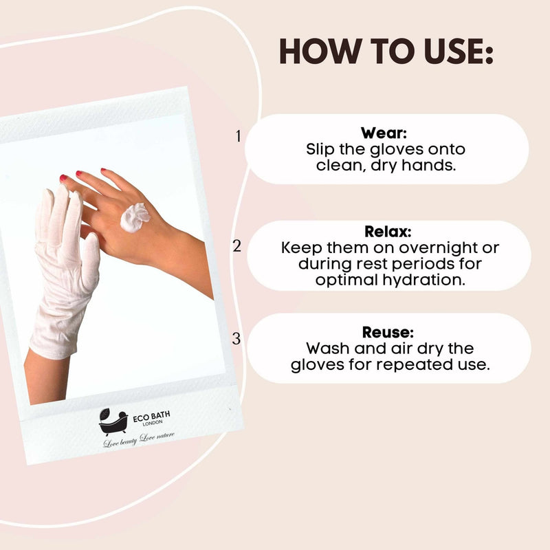 Eco Bath London Moisturising Gloves - 1 Pair, Ultra Soft Hand Gloves for Eczema & Dry Hands