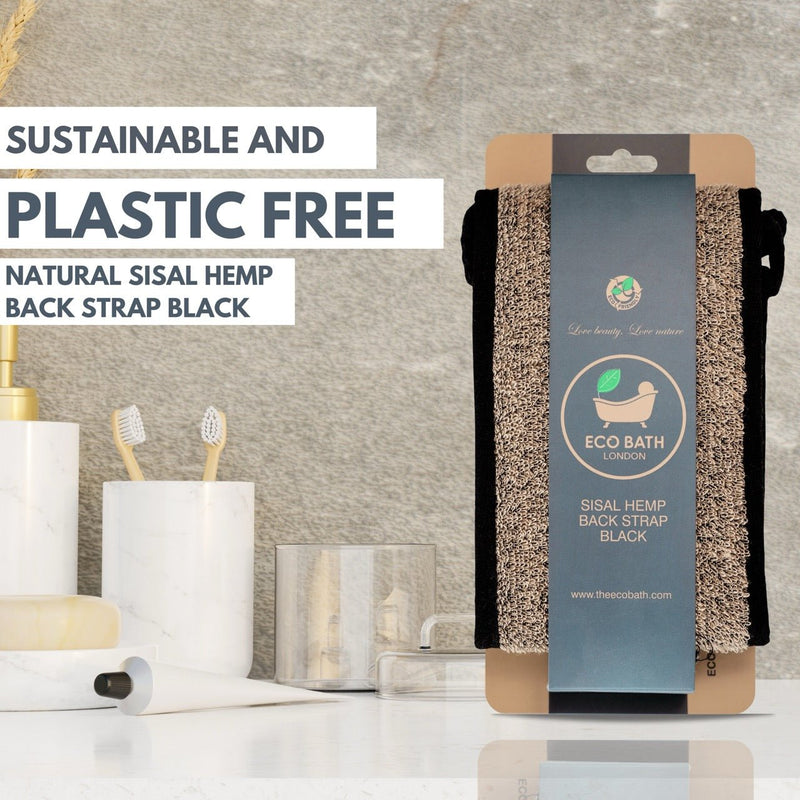 Eco Bath  Natural Sisal Hemp Back Strap Black