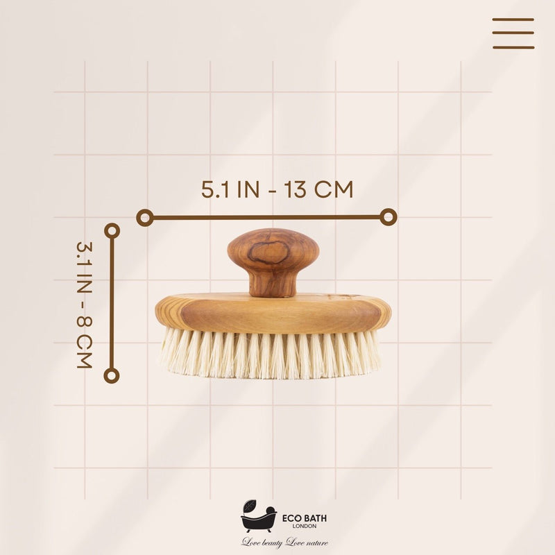 Eco Bath London Natural Sisal Olive Wood Hand Brush - Premium Olive Wood Sisal Hand Brush